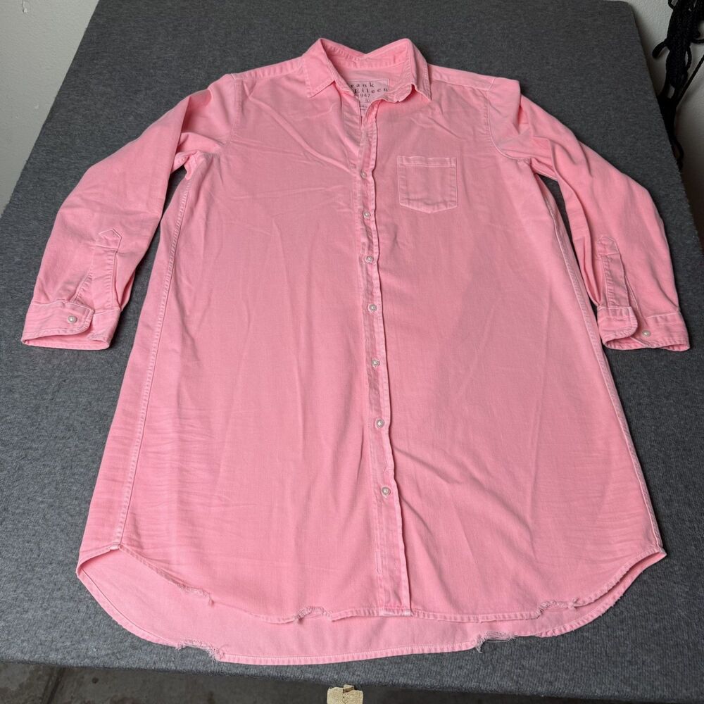 Frank & Eileen Jeans “Mary” Shirt Dress Womens Large Pink 100% Cotton